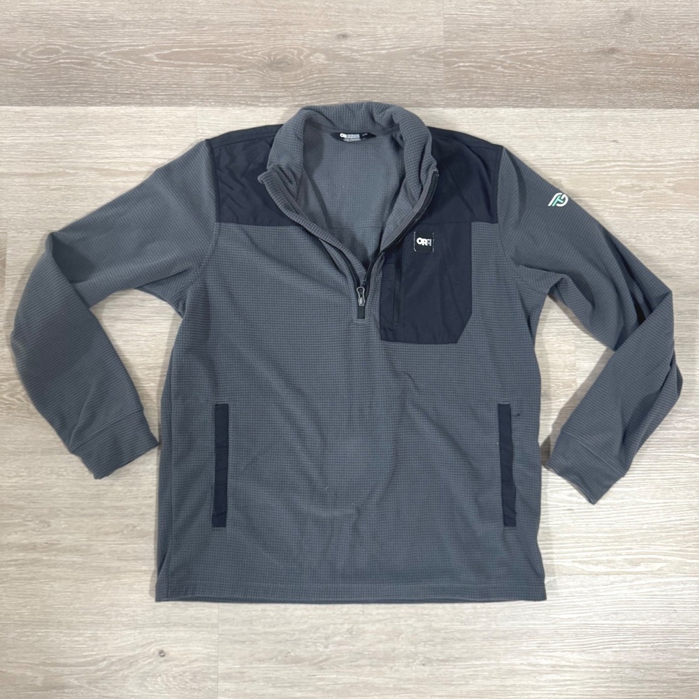Outdoor Research Trail Mix Fleece Quarter‎ Zip Pullover Mens Large Gray 322116